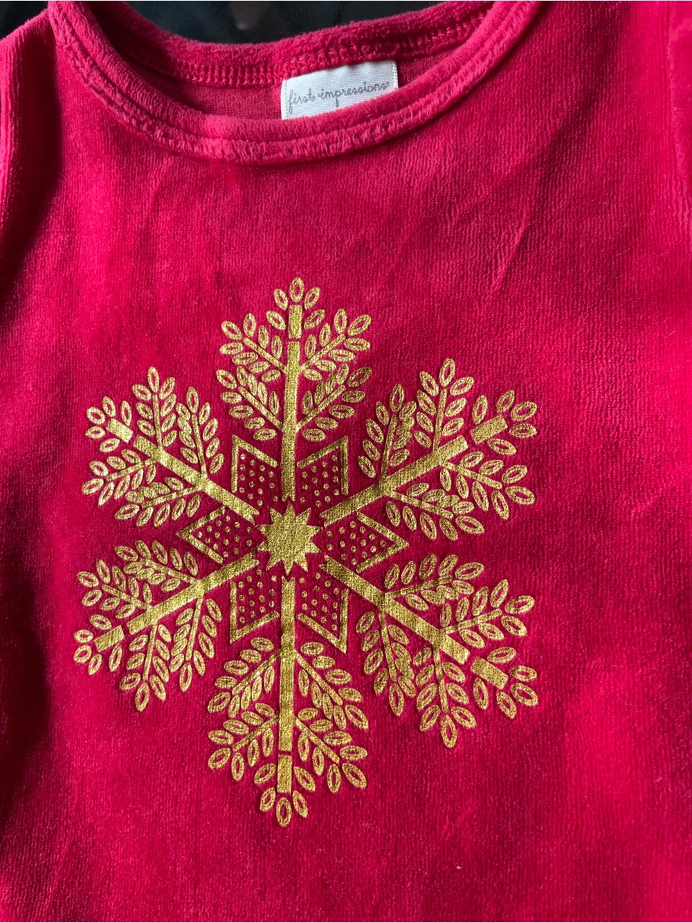 5/$30💥Velour Glitter Snowflake Cozy Toddler Girl Sweatshirt, Crimson & Gold